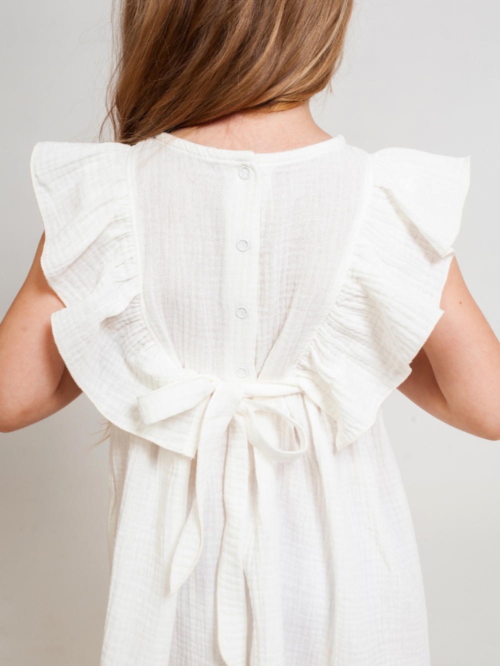 322-МО. Платье из муслина детское, хлопок 100% молочный, р. 122,128,134,140