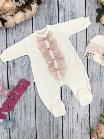 Купить оптом 260-П. Комбинезон с шапкой, хлопок 80% велюр 20% ПЭ пудра в Оренбурге