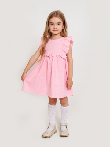 Купить 322-Р. Платье из муслина детское, хлопок 100% розовый, р. 98,104,110,116 в Оренбурге