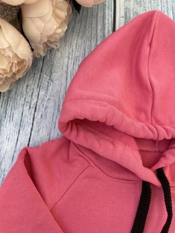 311-М. Свитшот с капюшоном + Штаны, хлопок 65%, 35% ПЭ, 3-х нитка ( без начеса) малина 146,152,158